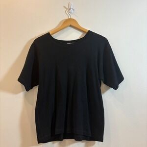 Vtg Gudrun Sjoden Womens Medium Black Cotton Tee T‎ Shirt Sweden Made Minimalist